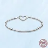 Nouveau authentique populaire 925 bracelet en argent sterling le plus vendu pour les femmes en forme de coeur chaîne de serpent dames ajustement perles bijoux cadeau avec boîte d'origine