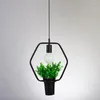 Pendant Lamps Geometry Wrought Iron Plant POTS Droplight Restaurant Boutique Green Store Decoration Hanging Lamp Dish