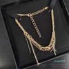 Newest 18K Gold Plated Stainless Steel Necklaces Choker Letter Pendant Chain Statement Fashion Womens Necklace Wedding