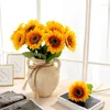 Decorative Flowers 10Pcs/Lot Artificial Flower Single Branch Sunflower Home Garland Wedding Fake Wall Background Decoration