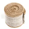 Natural Jute Burlap Hessian Ribbon with Lace Roll Trims Tape Rustic Wedding Mariage Wedding Cake Topper Decoration