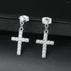 Dangle Earrings Cubic Zirconia Cross Drop/Dangle Rose Gold Color Silver Colour Fashion Jewelry For Women Wholesale Punk Style DWE328