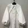 Bluzki damskie Neploe Design Chic Button Lantern Sleeve swobodne japońskie koszule w stylu sądowym dla kobiet luźne leniwe blusas mujer