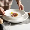 Plates Creative Ceramic Dinner Plate Pastar Steak Cooking Dish El Restaurang Solid Color Special Tabell Provy Snack Dessert Tray