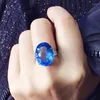 Cluster Rings Natural Real Blue Topaz Anello ovale grande 925 Sterling Silver 15 20mm 23ct Gemstone Fine Jewelry Women X223267