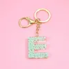 Keychains Cute Gold Green Gradient Colorful Resin Letter A-z Women's Handbag Backpack Pendant Fashion Car Jewelry Keychain G230525