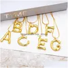 Pendentif Colliers Personnalisé 26 Lettre Initiale Bambou Collier Pour Les Femmes Alphabet Nom Fille Or Couleur Serpent Chaîne Diy Bijoux Dro Dhzr4