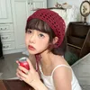 Berets Po Atmosphere Girl Headscarf Japanese Niche Solid Color Hand-knitted Headband Spring And Summer Triangular Hollow Hair Towel