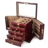 Bolsas de jóias Caixa de armazenamento de duas portas duplas de 5 camadas de 5 camadas de grande capacidade de grande capacidade alta exibição antiga de estilo europeu de estilo europeu