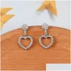 Stud Design Cubic Zirconia Heart Earrings For Women Fashion Love Cz Micro Pave Dangle Earring Ing Party Jewelry Gift Drop Delivery Dhl85