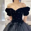 2023 Sexy ball gown Prom Dresses Sparkly Crystal Beaded High Neck Long Sleeve Evening Gowns Women Arabic Special Occasion Birthday Dress Formal Wear