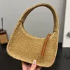 New Straw Woven Underarm Bags Women Designer Armpit Handbag Purse Fashion Embroidered Letters Lafite Hobo Pouch Hollowed Out Wallet Top Handle Totes