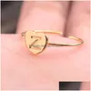 Rings Adjustable Initial 26 Letters Heart Open Couple Gift Romantic Cute Casual Jewelry Accessories Drop Delivery Ring Dhzyf