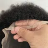Malaysiska jungfruliga mänskliga hårsystem #1B naturlig svart färg 8x10 Toupee 4mm rot afro full spetsenhet för svarta män