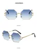 Moda Octagon Cut Edge Style Sunglasses Superclear Men's Sunglass Glass Driving Glasses Decoração Pequena Lente Sem Arrilhão ao ar