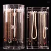 Jewelry Pouches Rotatable Women Acrylic Bracelet Necklace Organizer With 24 Hooks Clear Storage Space Saving Holder Stand Display