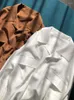 Женские блузки женская рубашка песок вымытый мощность вращается кубинский воротник с двойным карманом свободный шелк с длинным рукавом