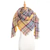 Scarves European And American Autumn Winter Circle Yarn Embroidered Color Check Square Scarf Jh49
