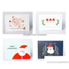 Pozostałe 8 szt./Partia świąteczna kartka Snowman Santa Claus Powitanie z kopertą mini dziękuję noworoczne karty podarunkowe upuszczenie biżuterii dostawy p dhyqh