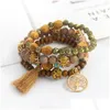 Kralen klassieke kralenarmband set voor vrouwen mtilayer natuurlijke houten boho vintage boom kwast charmes kralen armbanden sieraden geschenken dro dhzaq