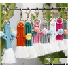 Key Rings Women Girls Weaving Cactus Tassel Bag Keychains Keyring Holder Wallet Purse Pendant Decorations Drop Delivery Jewelry Dhd3C