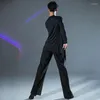 Scene Wear Professional Men Black Latin Dance Pants Adult Ballroom Salsa Tango Rumba Samba Chacha Byxor DQS2949