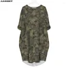 Casual Dresses Jumeast Women 3D Batwing Pocket Dress Oversized Female Streetwear Skull Camouflage Pullover Summer Skirt Nightdress