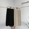 Skirts 2023 Autumn Winter Skirt Elastic High Waist Knitted Pleated Long Temperament Elegant Lady Vintage Solid Color Bottom Falda