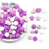 Baby Teethers Toys Cuteidea 50pc Silicone Beads Lentil heart Star Shape Nuring Teething Sets DIY Pacifier Chain toys Accessories 230525