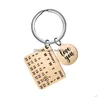 Sleutelringen Nieuwe gepersonaliseerde kalender Keychain Hand gesneden met hartdatum Kreep -roestvrijstalen Valentines Day Gift Dro Dhnkr