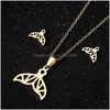 Pendant Necklaces Design Stainless Steel Animal Necklace Fashion for Women Whale Tail Fish Nautical Charm Origami Mermaid Tails Drop Dhwdd