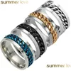 Bandringen Creative Design Mens Ring roestvrij staal goud zwart sier mticolor ketting roteerbare vinger mode sieraden groothandel druppel d dhmch