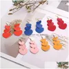 Charm New Fashion Design Heart Drop Earrings For Women Girl Faux Leather Double Side Light Weight Long Dangle Earring Statement Jewe Dhjvg