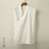 القمصان غير الرسمية للرجال الملابس الصينية التقليدية hanfu سترة الرجال الكتان القطن بلا أكمام أعلى رجال تانغ بدلة كيمونو كارديجان
