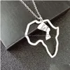 Pendant Necklaces Africa Map Necklace Simple Hollow Portrait Stainless Steel Jewelry Gifts For Men Women Drop Delivery Pendants Dhgxl