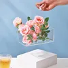 Vases Flower Box With Handle Sturdy Base Bottom Not Easily Break Waterproof Transparent Gift Case Living Room Decoration