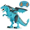 Electric/RC Animals Brand Electric Interactive Spray Dinosaurs Toys Talking Walking Fire Dragon Boy Kids Toy Christmas Gift Fine Electronic Pets 230525