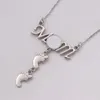 Sublimation Hot transfer blank mother's feet necklace letters hollow DIYMOM feet inlaid diamond collarbone chain