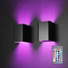 Lampade da parete LED Light up and down spot Illuminazione 5W Cuboid Caldo colorato indoor Comodino camera da letto luce notturna RGB corridoio corridoio sfondo soggiorno nero bianco