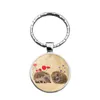 Porte-clés WG 1 pc Le Petit Hérisson Dans La Brume Du Temps Pierres Précieuses Cabochon Keychian Porte-clés Pendentif En Métal Pour Les Femmes Bijoux