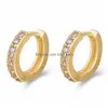 Charm Fashion Cubic Zirconia Crystal Small Hoop Earrings For Women Girl Korean Style Round Clip Stud Gold Sier Design Jewelry Gift D Dhv3Y