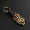 Keychains 2023 Fashion Hand-woven Musical Note Leather Alloy Keychain Small Jewelry Charm Men's Car Wings Compass Key Ring