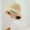 Chapeaux à large bord Style japonais pliant fleur papier chapeau de paille femmes été sortie pare-soleil vacances Cool bord de mer plage marée chapeaux large