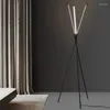 Floor Lamps Kobuc Minimalist Black LED Lamp 24W Triangle Standing Deco Living Room Bedroom 1.65m Long Tube Tripod Light