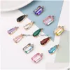 Charms Fashion K9 Crystal Pendant Charm Colorf Water Drop vierkante vorm Transparante hangers voor ketting oorrang ambachten diy sieraden dhefd