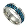 Bandringen Creative Design Mens Ring roestvrij staal goud zwart sier mticolor ketting roteerbare vinger mode sieraden groothandel druppel d dhmch