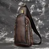 Rugzak echt lederen sling rucksack reizen knapzak natuurlijke huid hoogwaardige retro mannen schouder cross carrosserie borsttassen