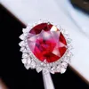 Cluster-Ringe HJY Massiver 18-karätiger Goldschmuck, natürliche rote Turmalin-Edelsteine, 12,6 ct Diamanten, weiblich, für Damen, feiner Ring