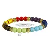 Perlé Nouveau Réglable 7 Chakras Bracelets 8Mm Pierre Naturelle Perle Élastique Yoga Bouddha Oeil De Tigre Bracelet Pour Femmes Hommes En Gros Drop Dh4Zf