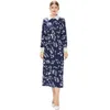 23SS Designer-Kleid Luxus Vintage Fliege Hals bedrucktes Kleid Damenmode blau gemustert Promi-Stil High-End-gedruckter Stil Polo-Ausschnitt Shi J0TV #